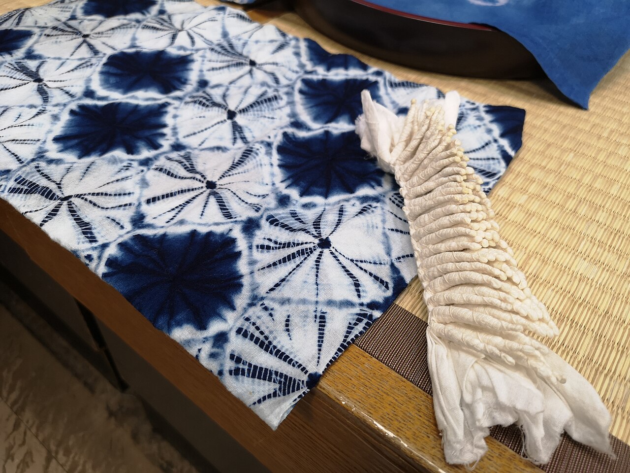 Kumo shibori binding technique on cloth, Arimatsu, Japan