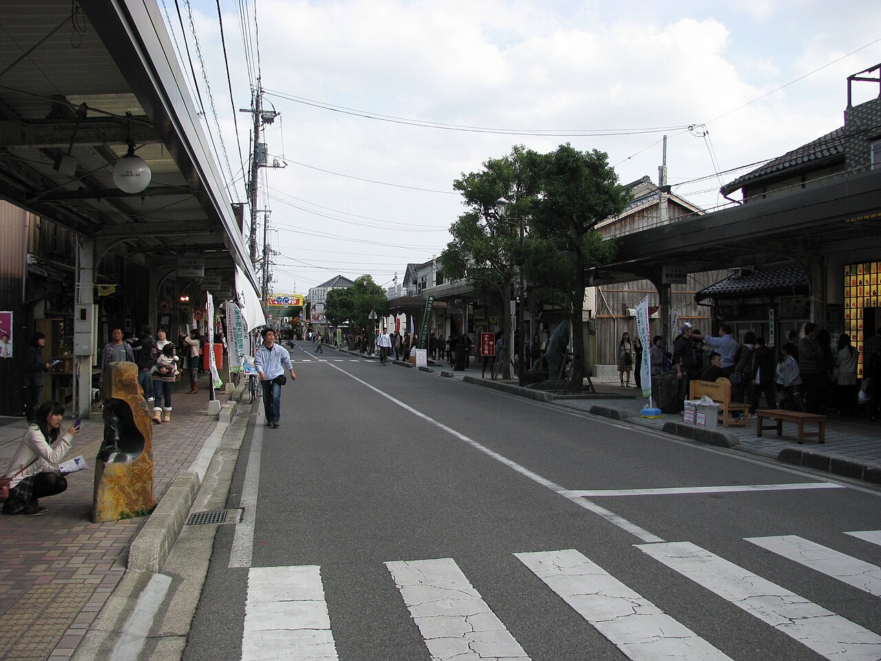 Bronze yōkai statues lining Mizuki Shigeru Road in Sakaiminato