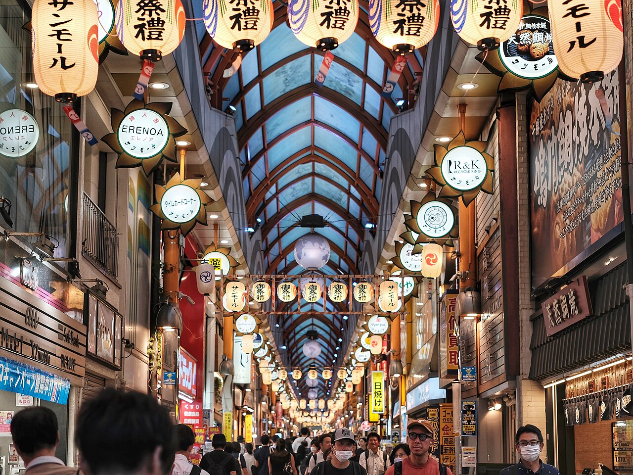 Interior of a covered shotengai shopping arcade in Nakano, Tokyo
