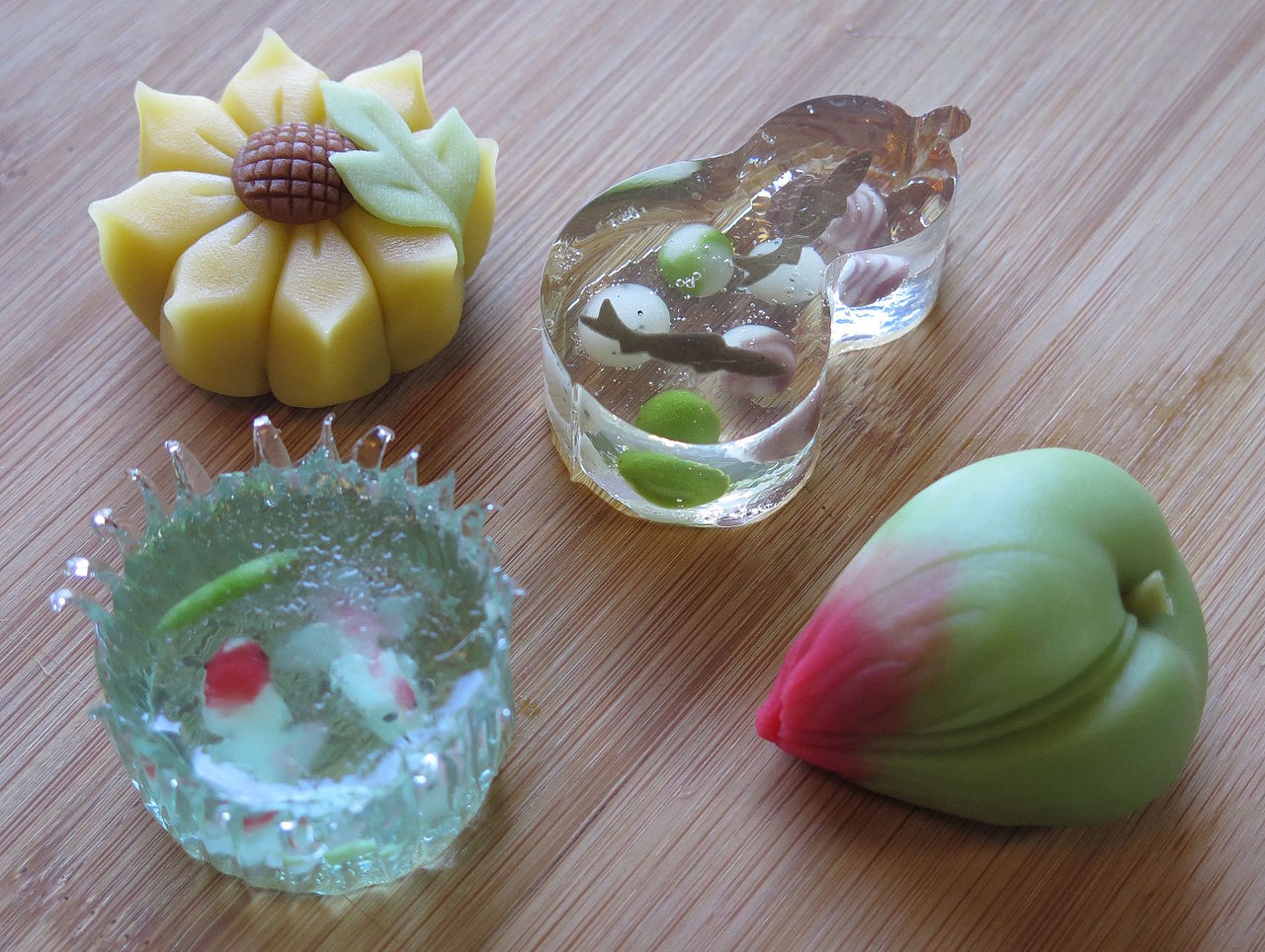 Assortment of summer wagashi on a traditional plate